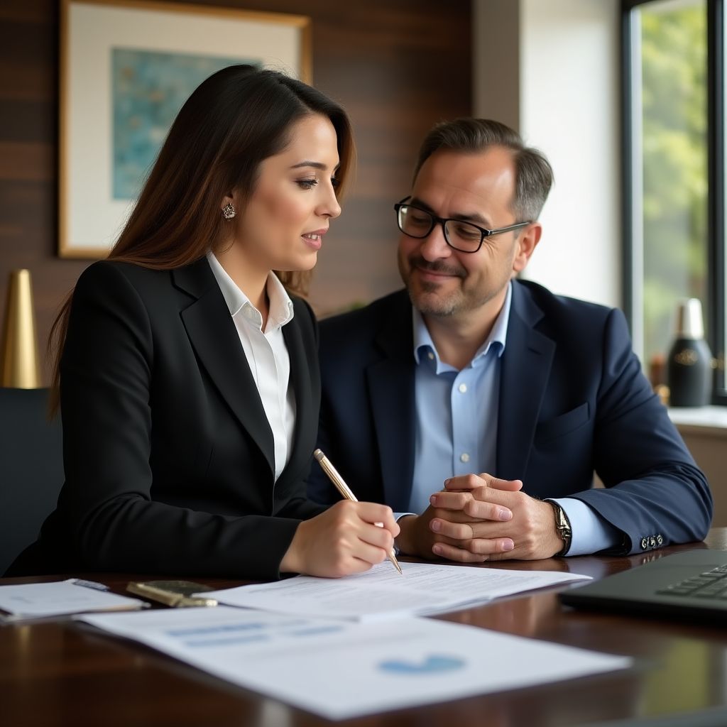Asesor financiero con cliente